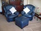 Beautiful DFS Blue Leather 4 piece Suite. Beautiful and....